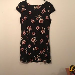 Petite black flowered dress